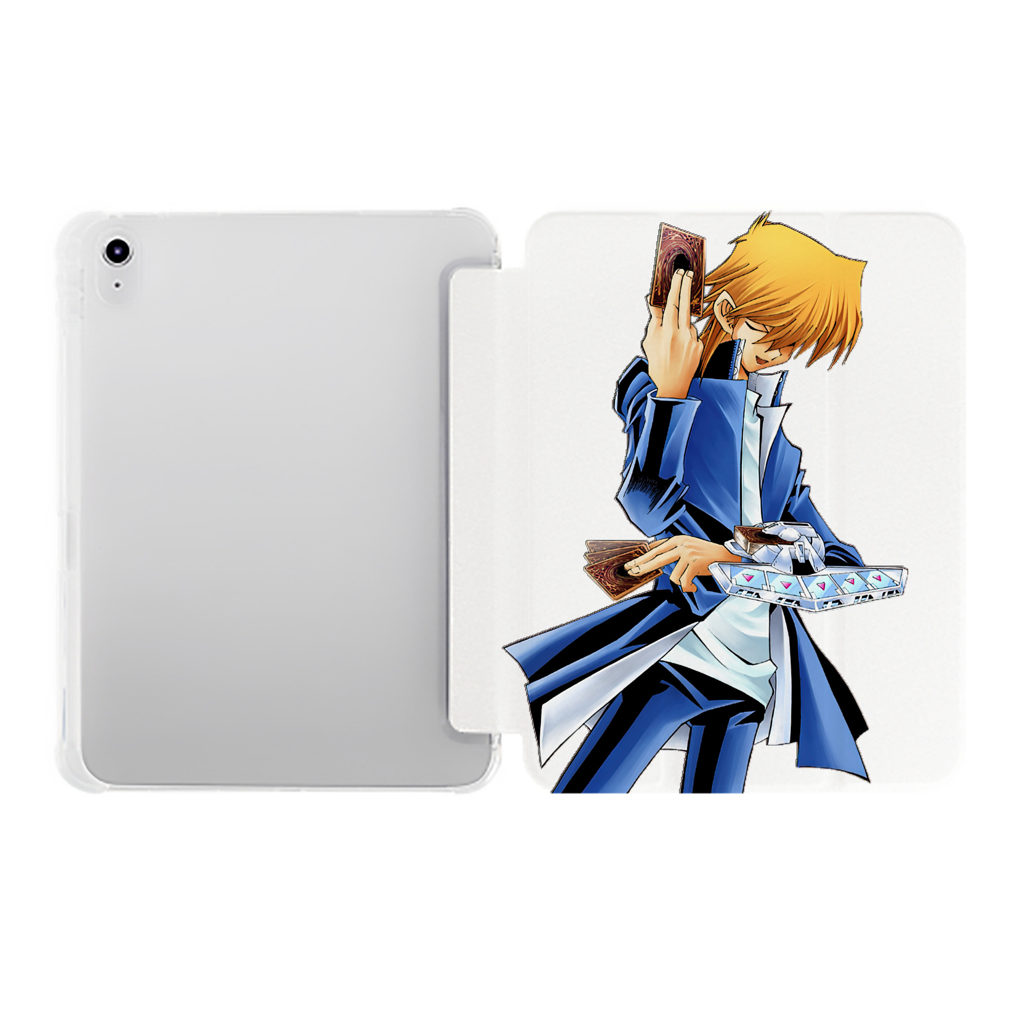 （画像用） 遊☆戯☆王 Yu-Gi-Oh! IPad ケース ペン収納付き 三つ折りスタンド PUレザー×シリコン 対応機種9.5/10.5/10.9インチ